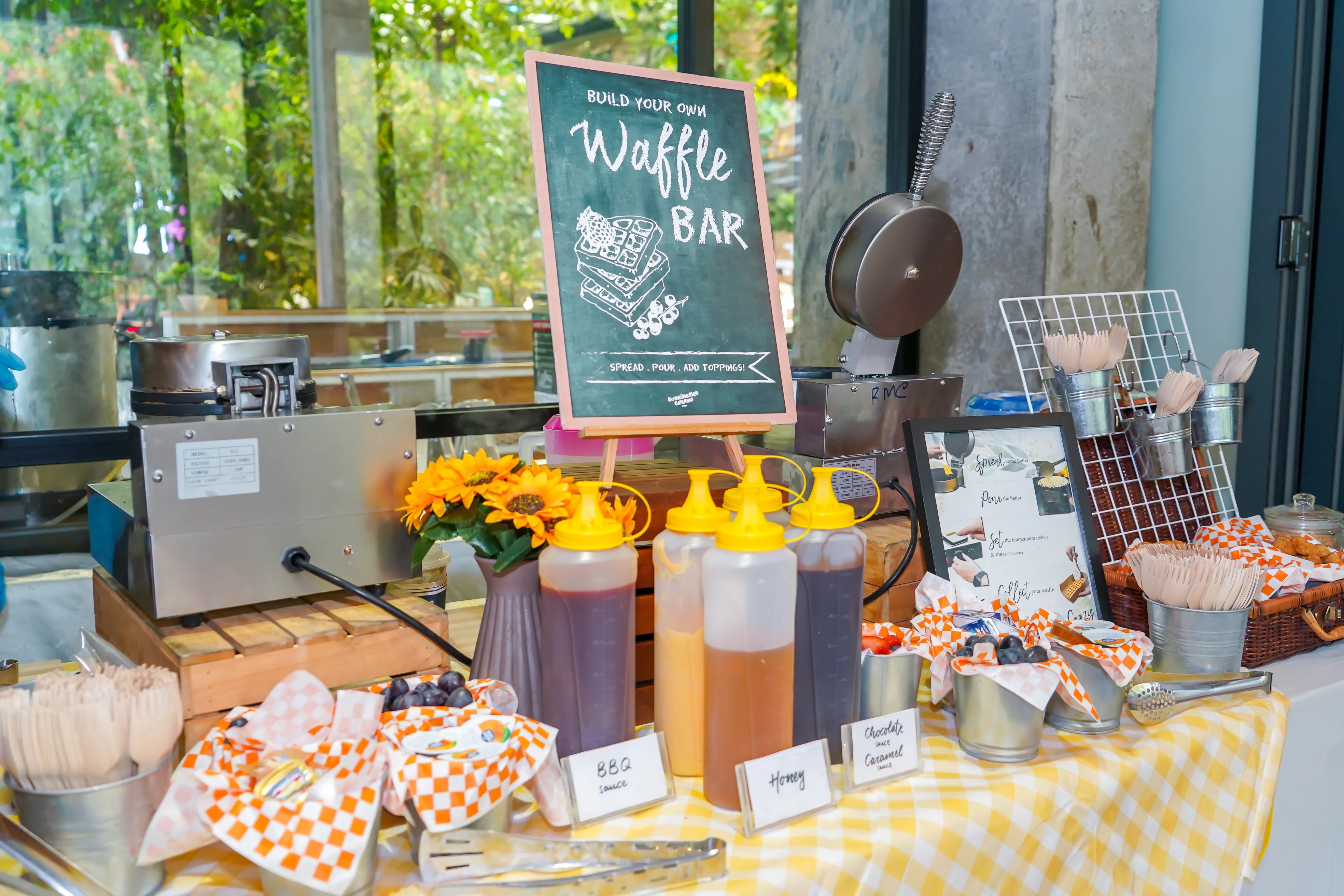 Live food station at a wedding celebration