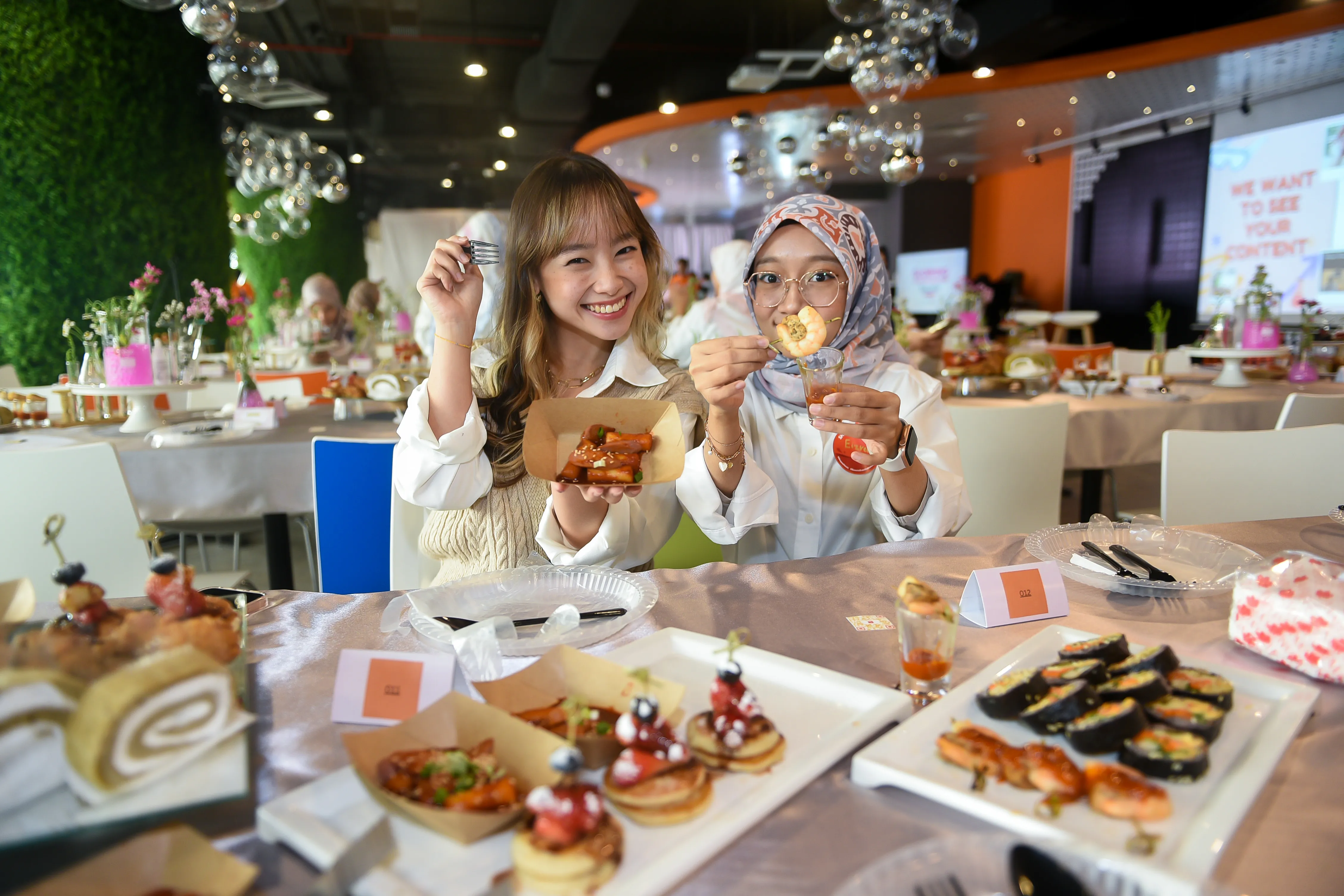 Guests enjoying catered canapes at a training and seminar event