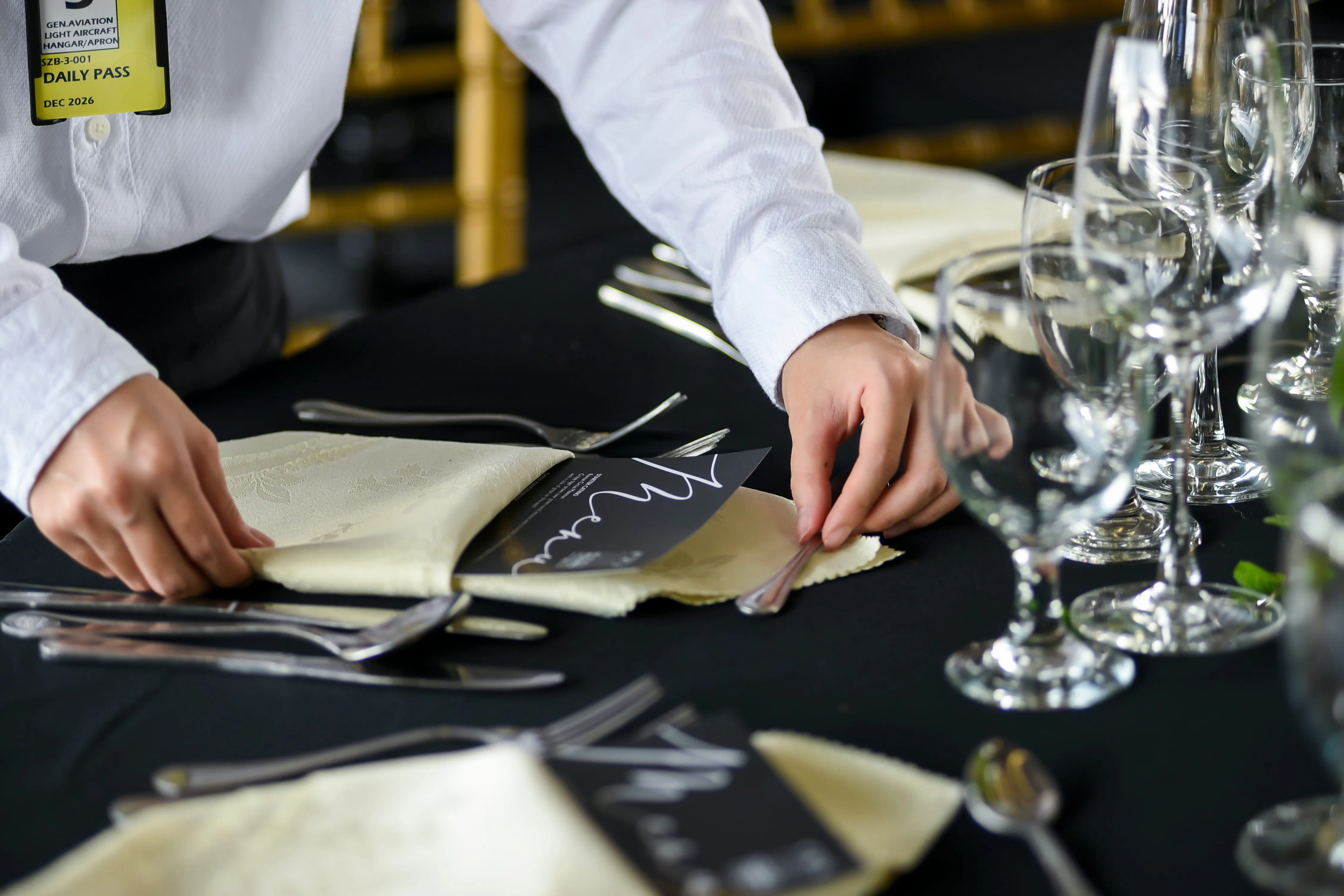 Personalised wedding table setting with custom menu card