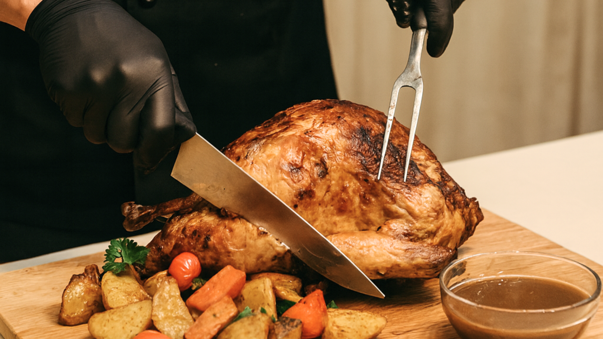grilled whole chicken live cutting station