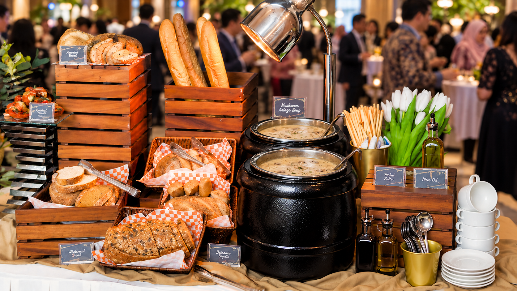 bread and soup station in out door event