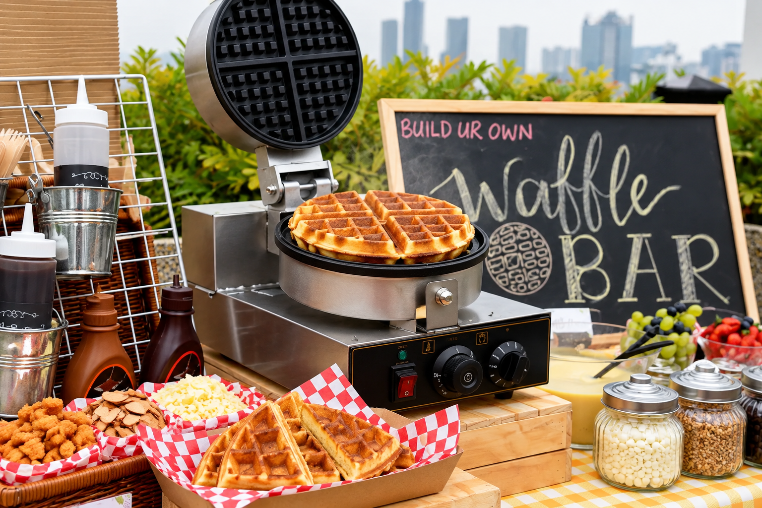 waffle bar live stations, live experiences on bake your own waffle