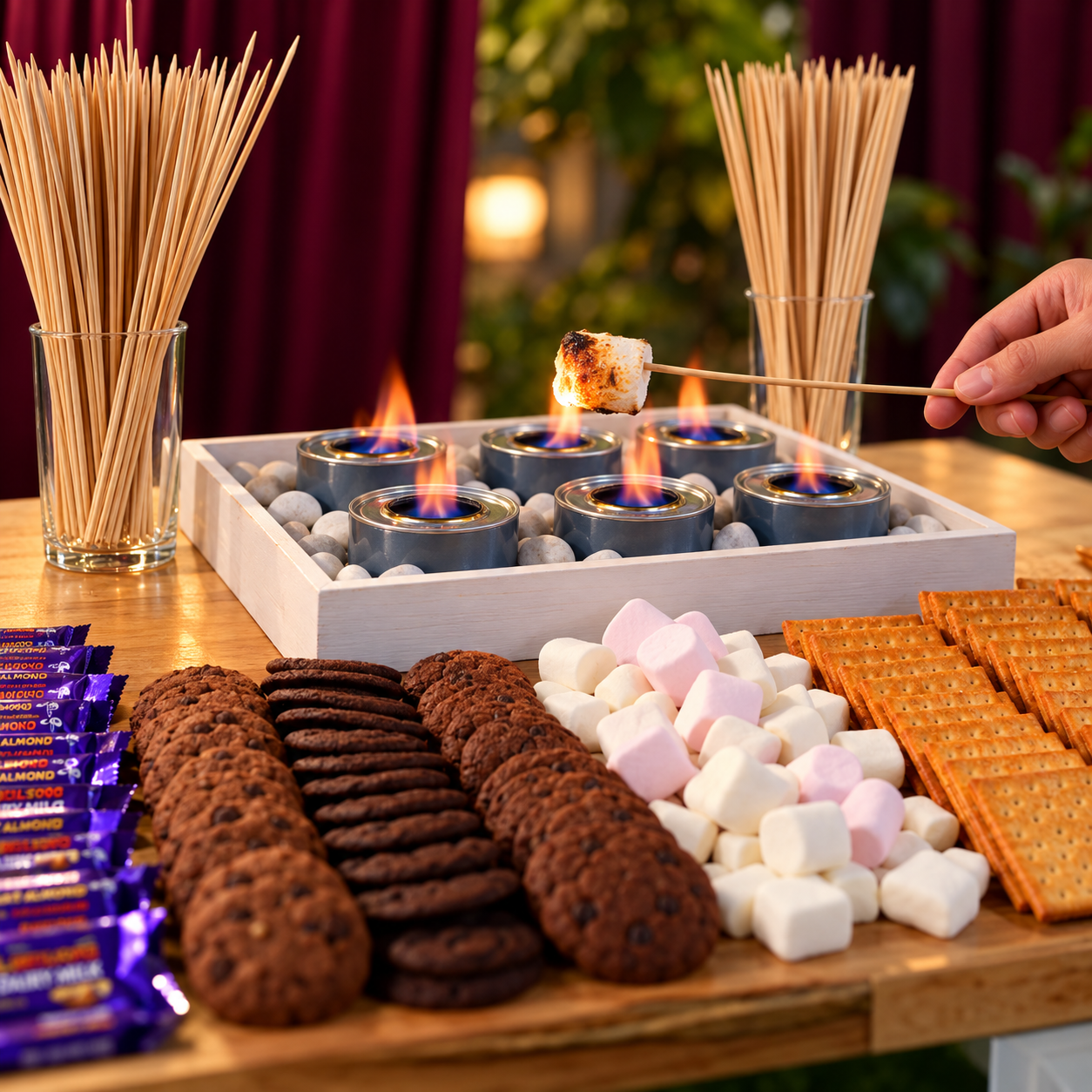smore bar suitable for kids party events